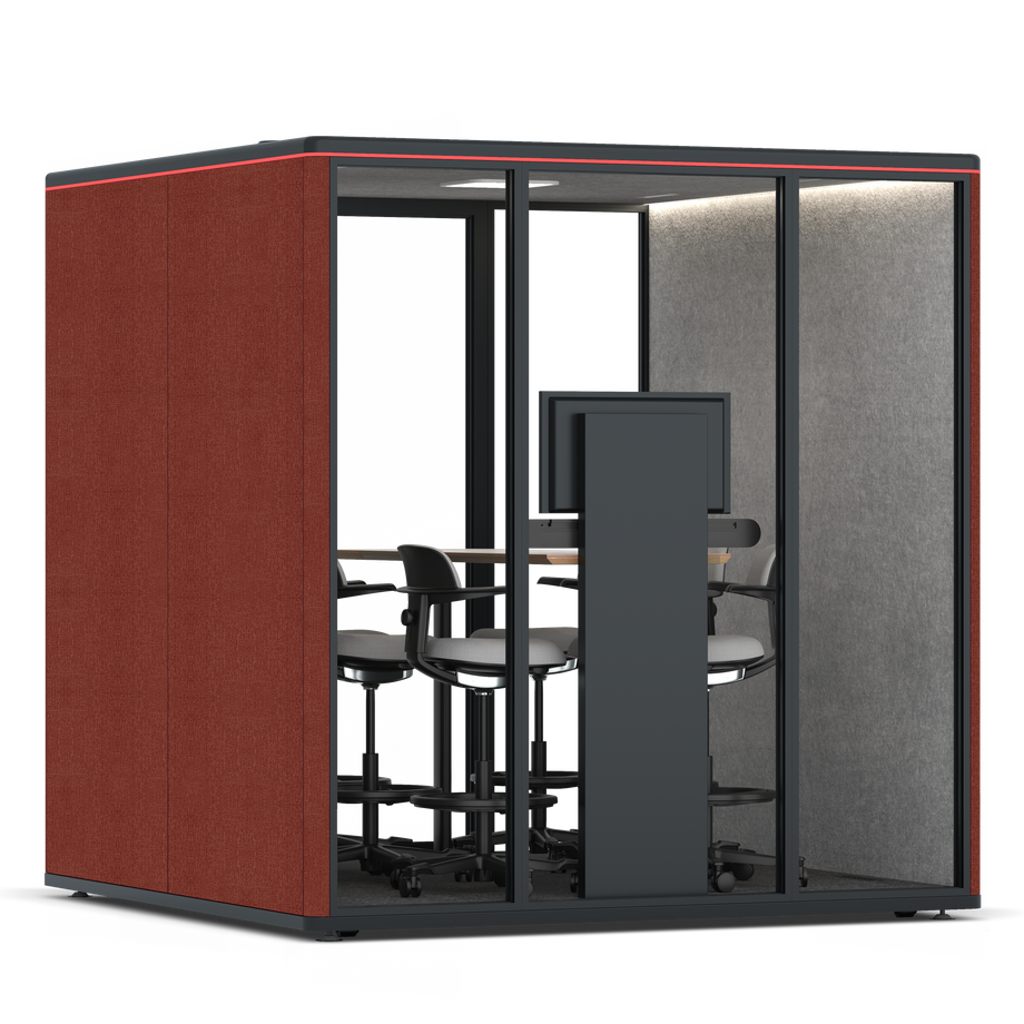 Omni SixCounter Meeting Table (+ Monitor Stand) / Gabriel Medley Deep Rouge / #a49f98