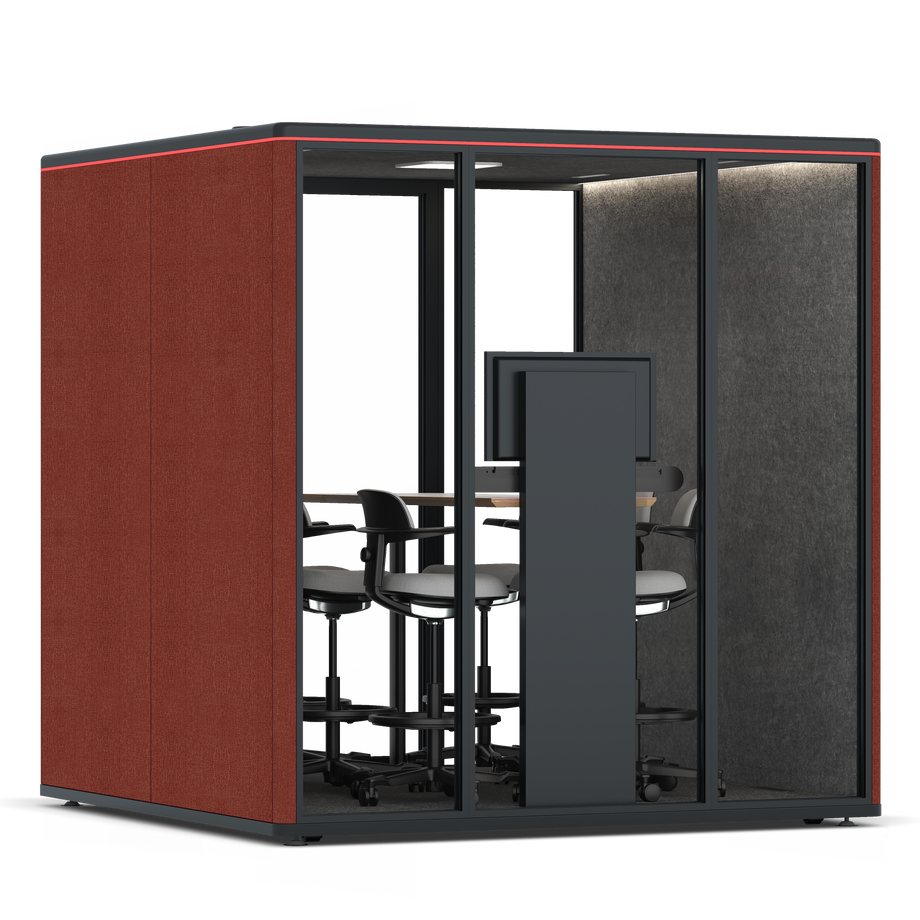 Omni SixCounter Meeting Table (+ Monitor Stand) / Gabriel Medley Deep Rouge / #615f5d