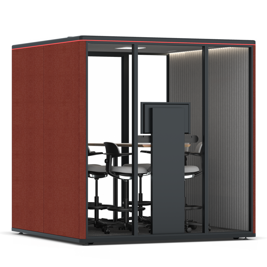 Omni SixCounter Meeting Table (+ Monitor Stand) / Gabriel Medley Deep Rouge / #6d6c69
