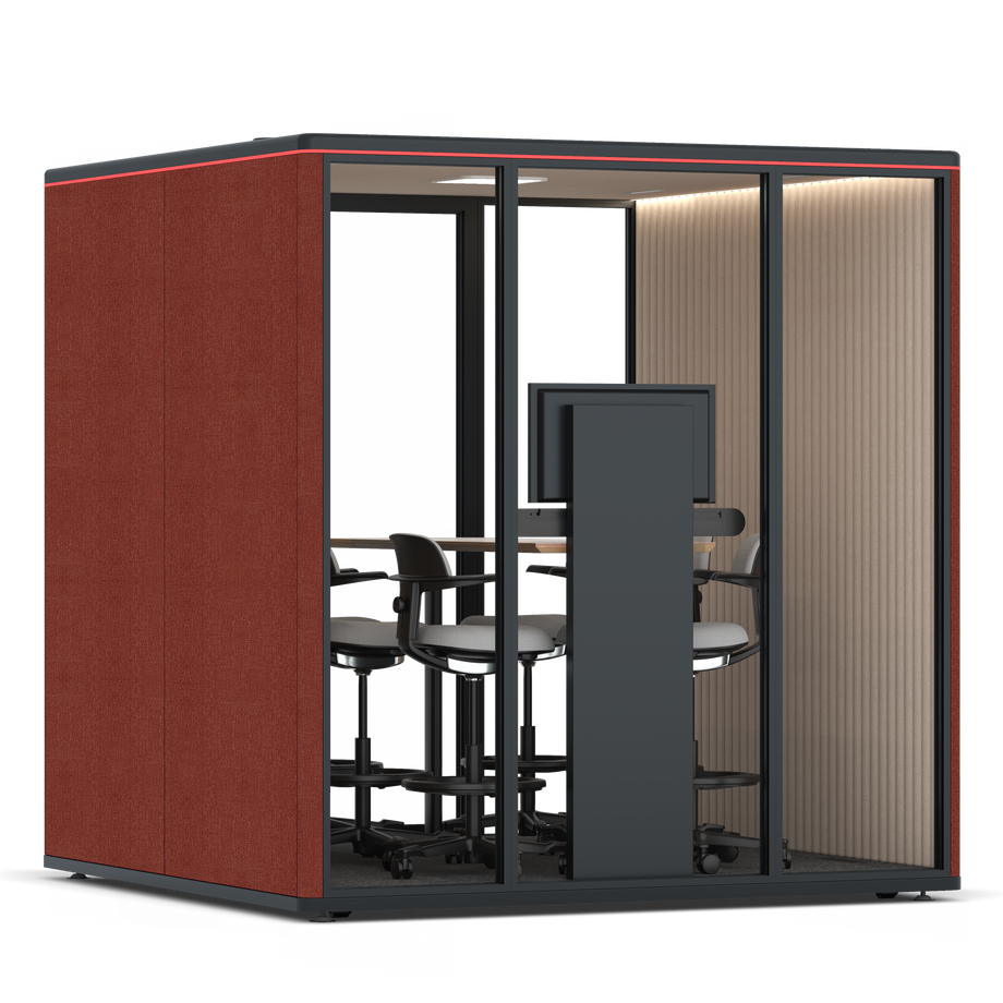 Omni SixCounter Meeting Table (+ Monitor Stand) / Gabriel Medley Deep Rouge / #a18e7e