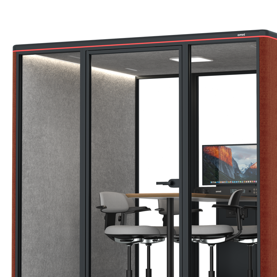 Omni SixCounter Meeting Table (+ Monitor Stand) / Gabriel Medley Deep Rouge / #a49f98