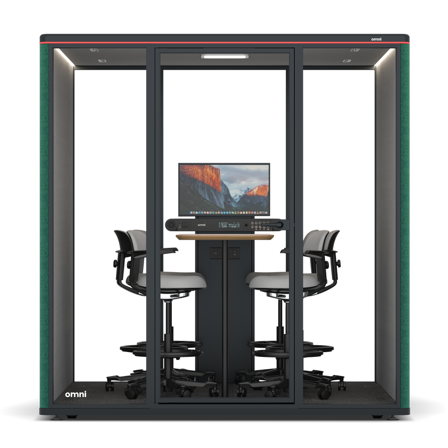 Omni SixCounter Meeting Table (+ Monitor Stand) / Gabriel Medley Forest Green / #6d6c69