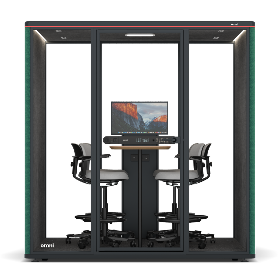 Omni SixCounter Meeting Table (+ Monitor Stand) / Gabriel Medley Forest Green / #615f5d