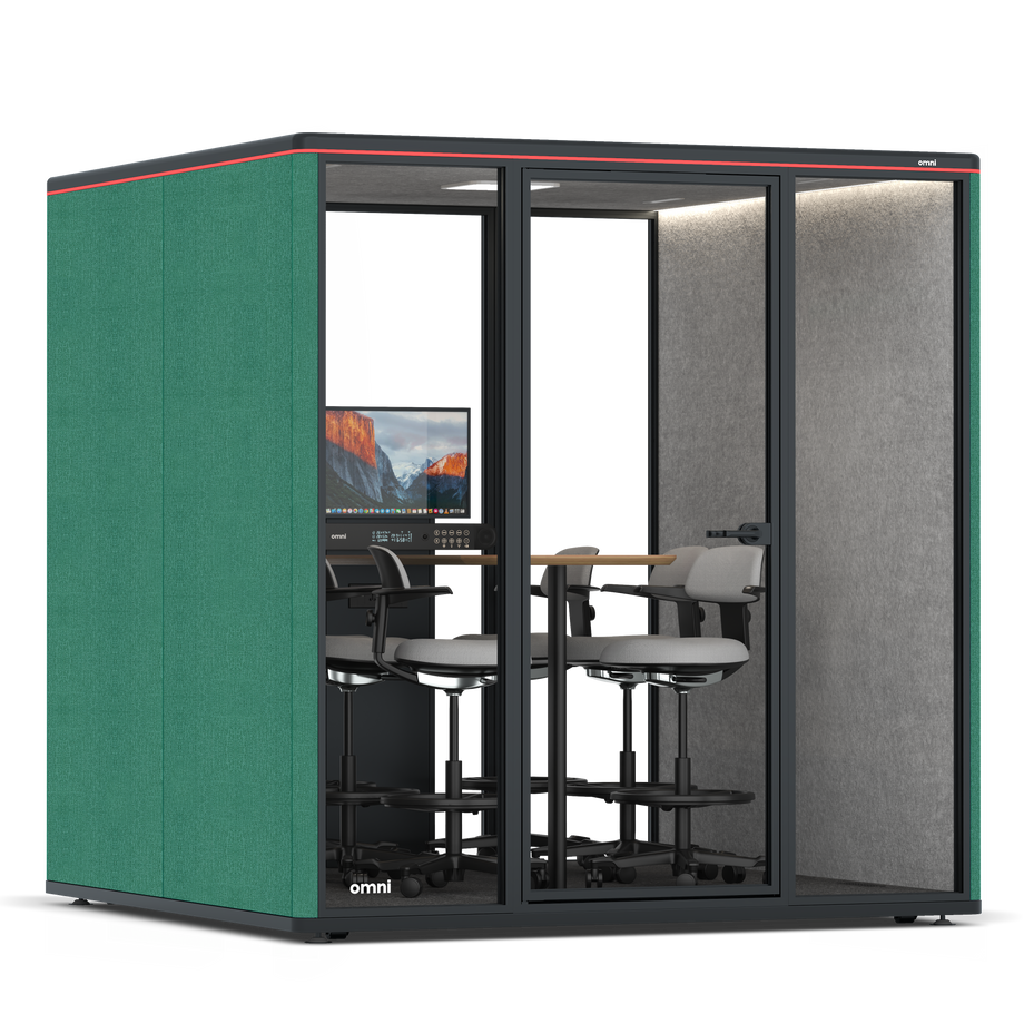 Omni SixCounter Meeting Table (+ Monitor Stand) / Gabriel Medley Forest Green / #a49f98