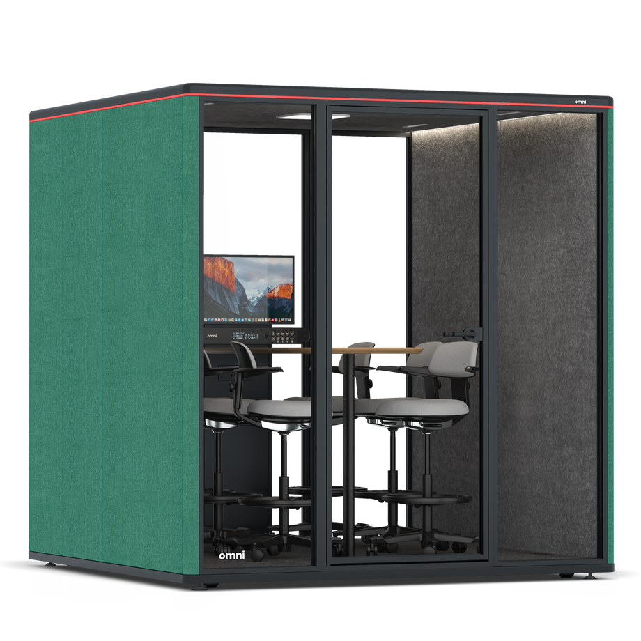Omni SixCounter Meeting Table (+ Monitor Stand) / Gabriel Medley Forest Green / #615f5d