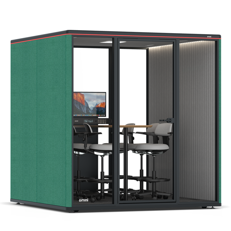 Omni SixCounter Meeting Table (+ Monitor Stand) / Gabriel Medley Forest Green / #6d6c69