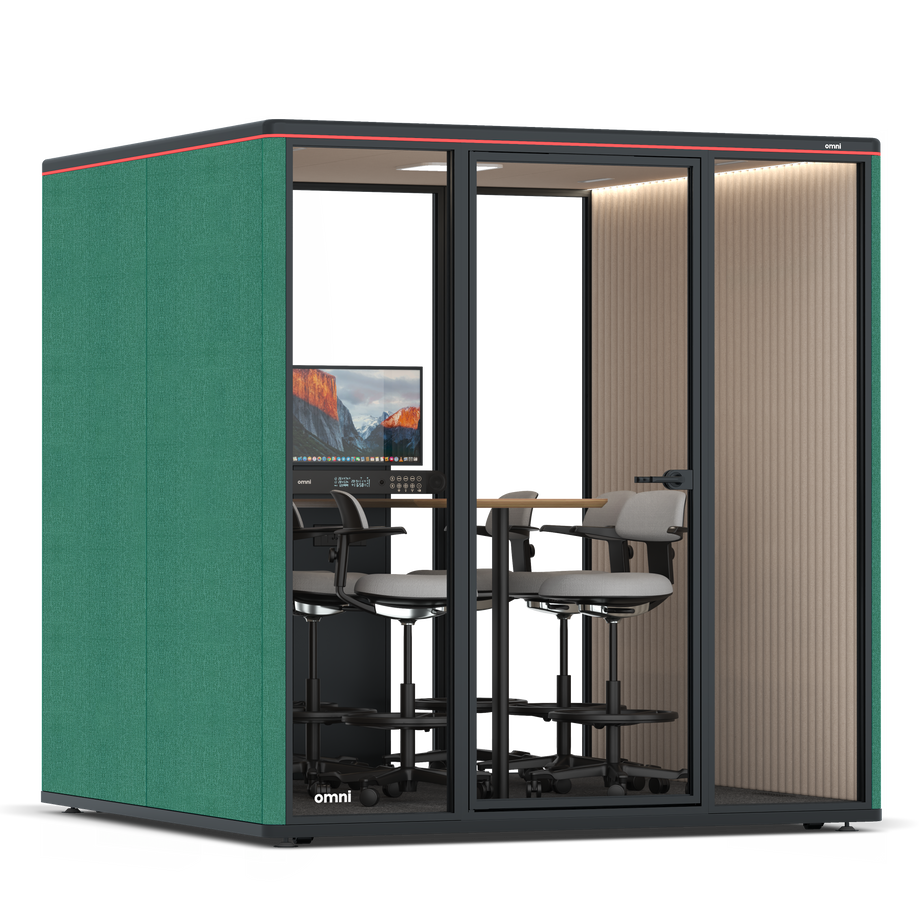 Omni SixCounter Meeting Table (+ Monitor Stand) / Gabriel Medley Forest Green / #a18e7e
