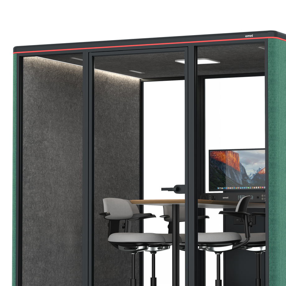 Omni SixCounter Meeting Table (+ Monitor Stand) / Gabriel Medley Forest Green / #615f5d
