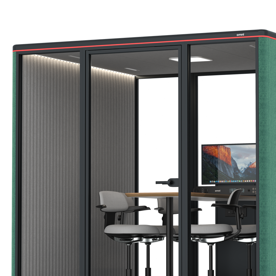 Omni SixCounter Meeting Table (+ Monitor Stand) / Gabriel Medley Forest Green / #6d6c69