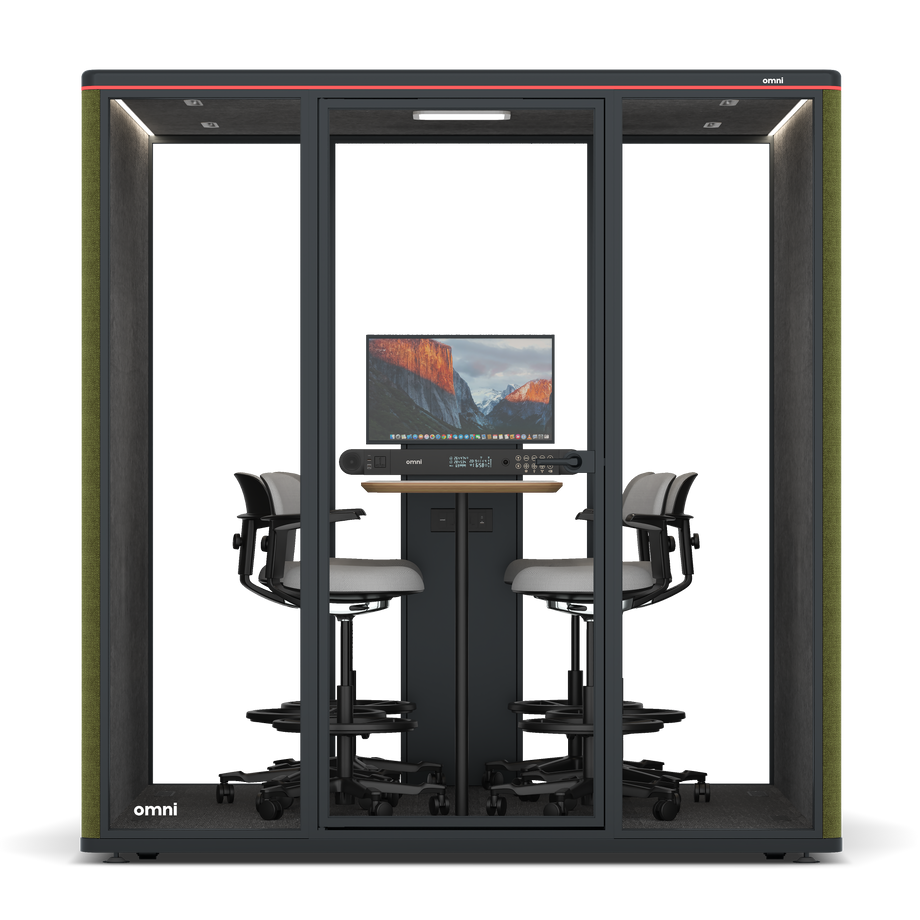 Omni SixCounter Meeting Table (+ Monitor Stand) / Gabriel Medley Meadow Green / #615f5d