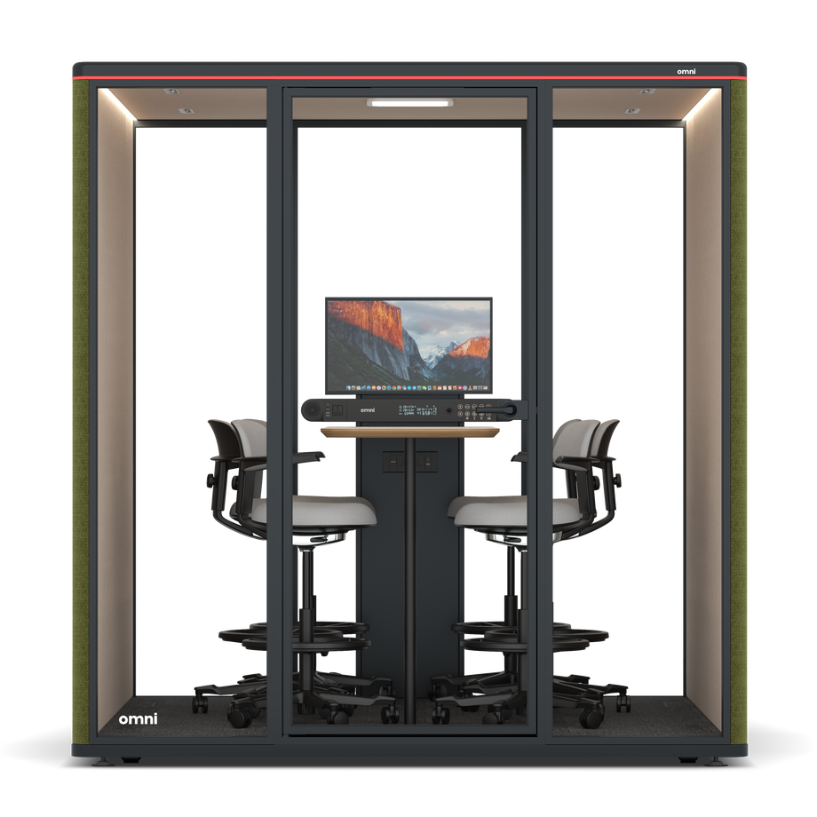 Omni SixCounter Meeting Table (+ Monitor Stand) / Gabriel Medley Meadow Green / #a18e7e