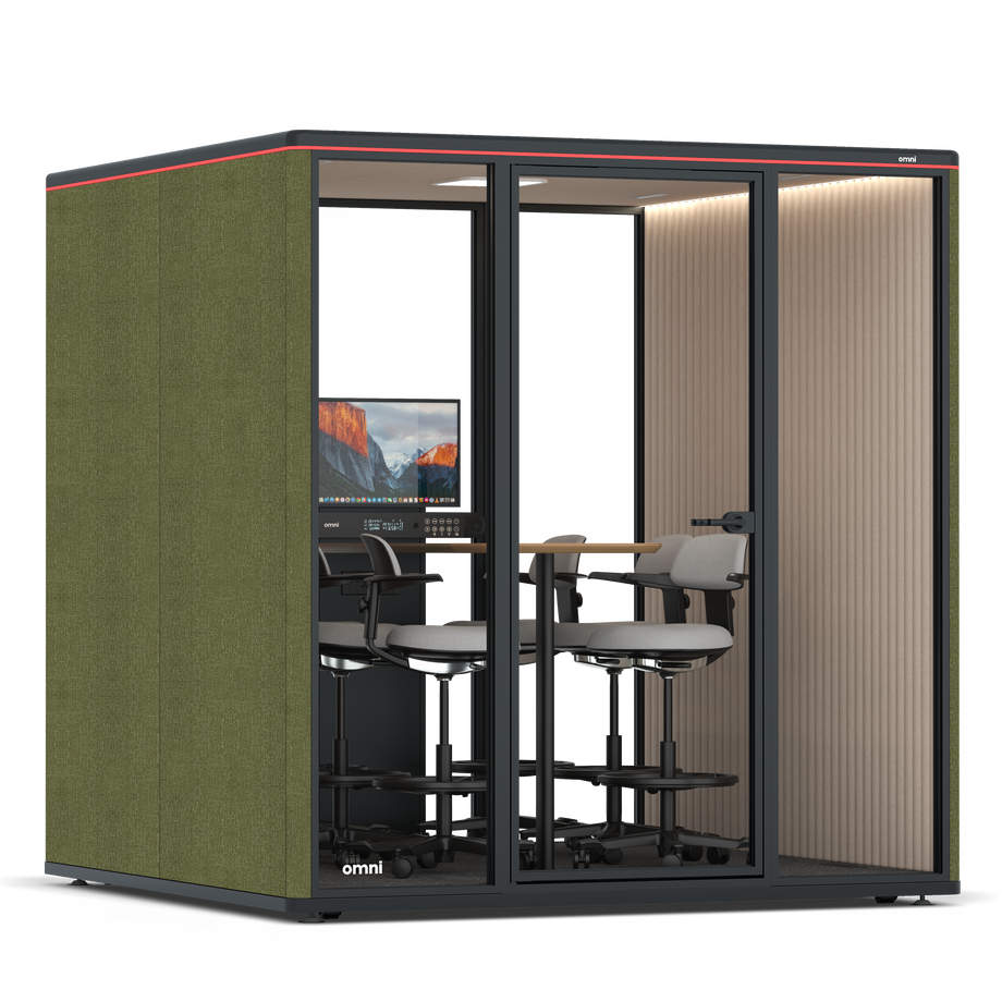 Omni SixCounter Meeting Table (+ Monitor Stand) / Gabriel Medley Meadow Green / #a18e7e