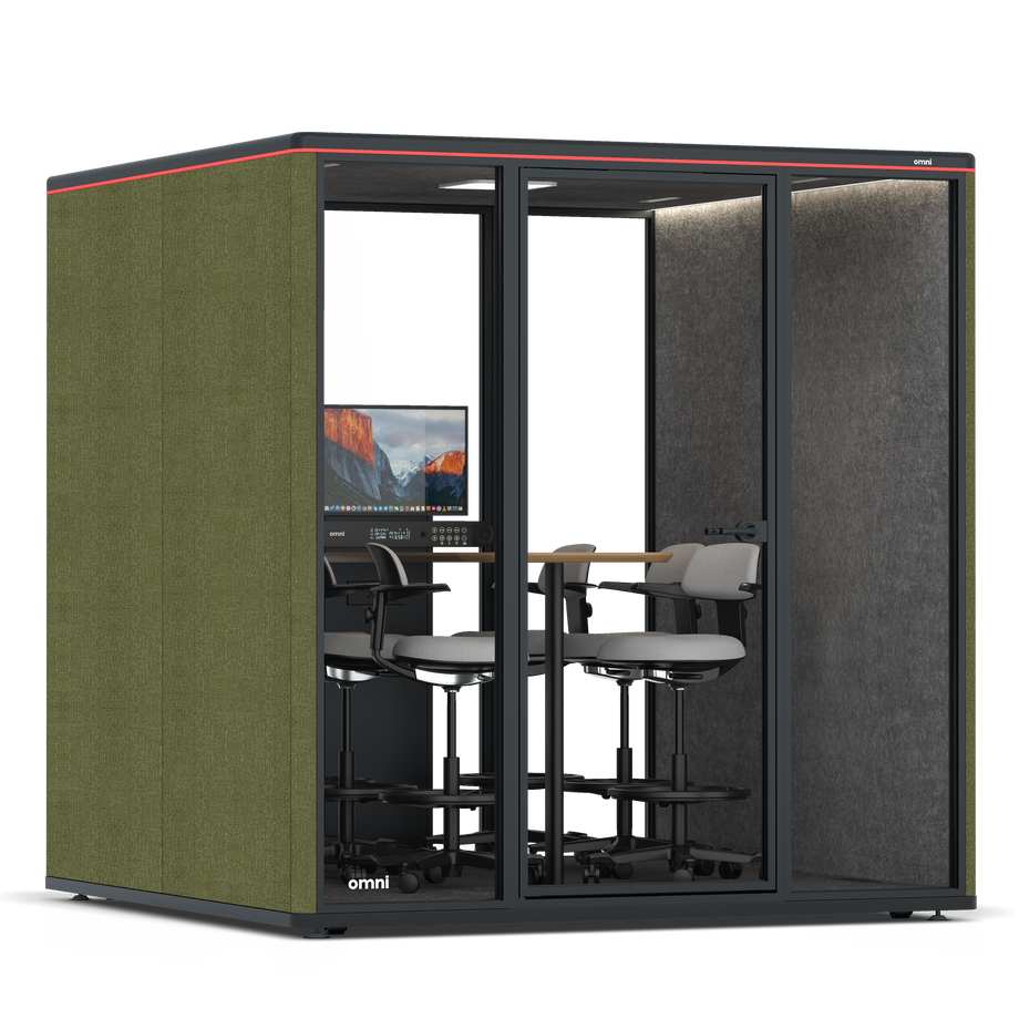 Omni SixCounter Meeting Table (+ Monitor Stand) / Gabriel Medley Meadow Green / #615f5d