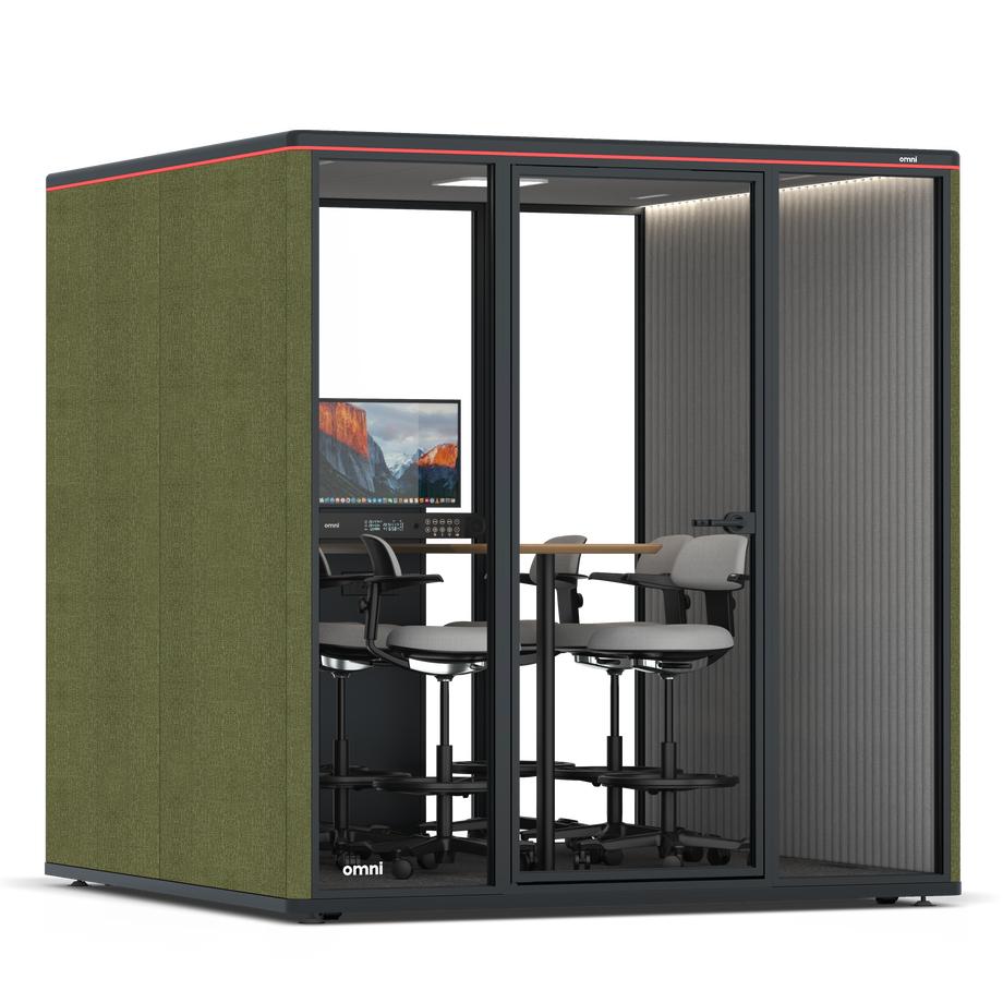 Omni SixCounter Meeting Table (+ Monitor Stand) / Gabriel Medley Meadow Green / #6d6c69