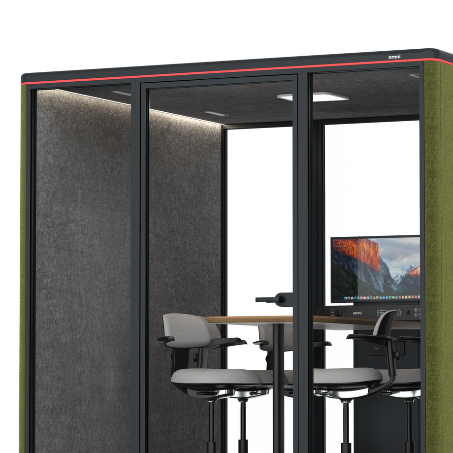 Omni SixCounter Meeting Table (+ Monitor Stand) / Gabriel Medley Meadow Green / #615f5d