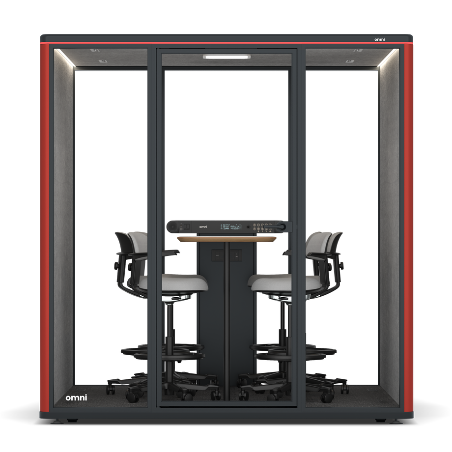 Omni SixCounter Meeting Table / RAL Tomato Red / #a49f98