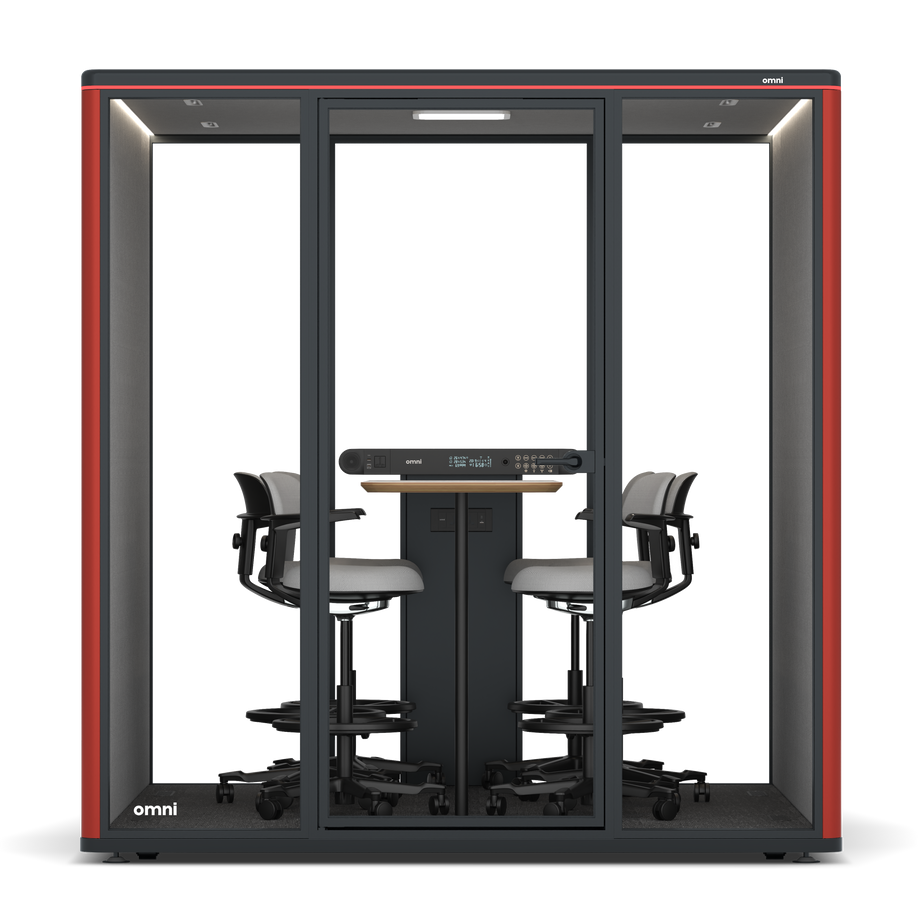 Omni SixCounter Meeting Table / RAL Tomato Red / #6d6c69