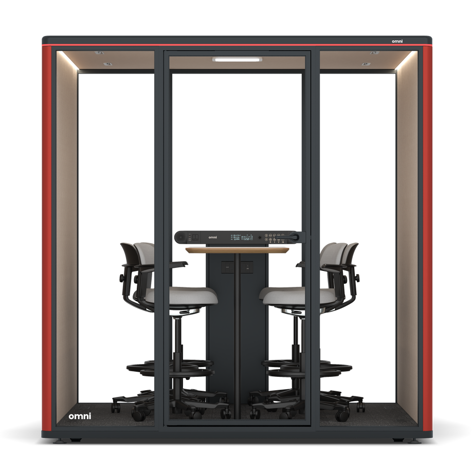 Omni SixCounter Meeting Table / RAL Tomato Red / #a18e7e