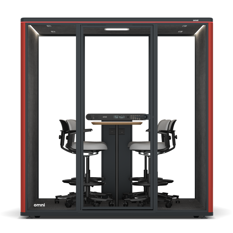 Omni SixCounter Meeting Table / RAL Tomato Red / #615f5d