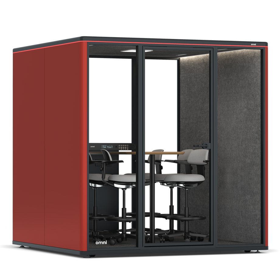Omni SixCounter Meeting Table / RAL Tomato Red / #615f5d