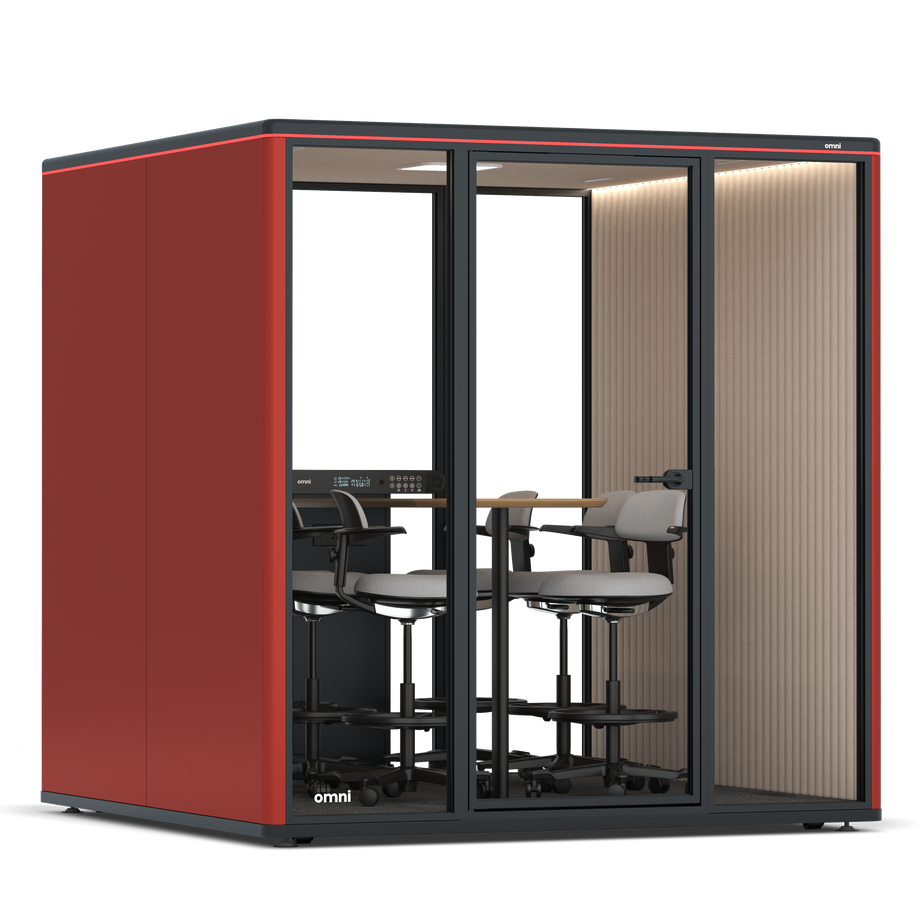 Omni SixCounter Meeting Table / RAL Tomato Red / #a18e7e