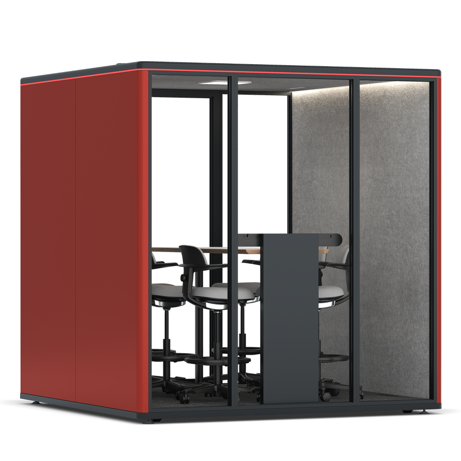 Omni SixCounter Meeting Table / RAL Tomato Red / #a49f98