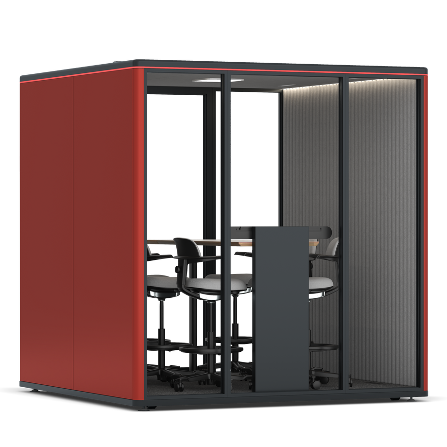 Omni SixCounter Meeting Table / RAL Tomato Red / #6d6c69