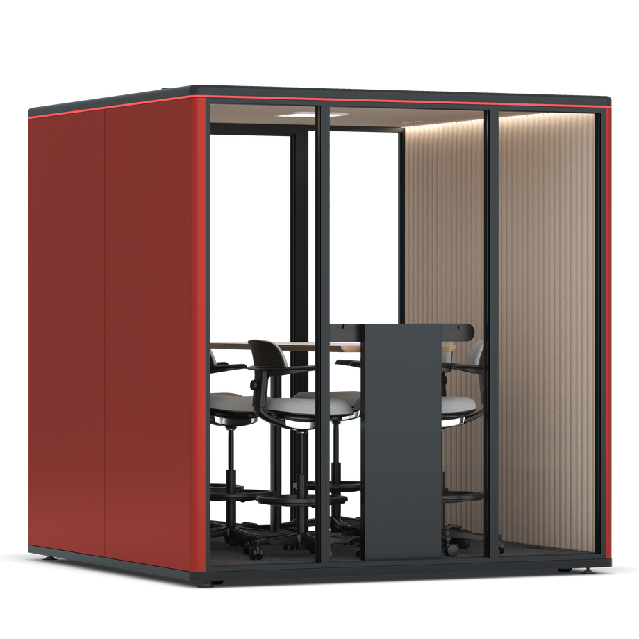 Omni SixCounter Meeting Table / RAL Tomato Red / #a18e7e