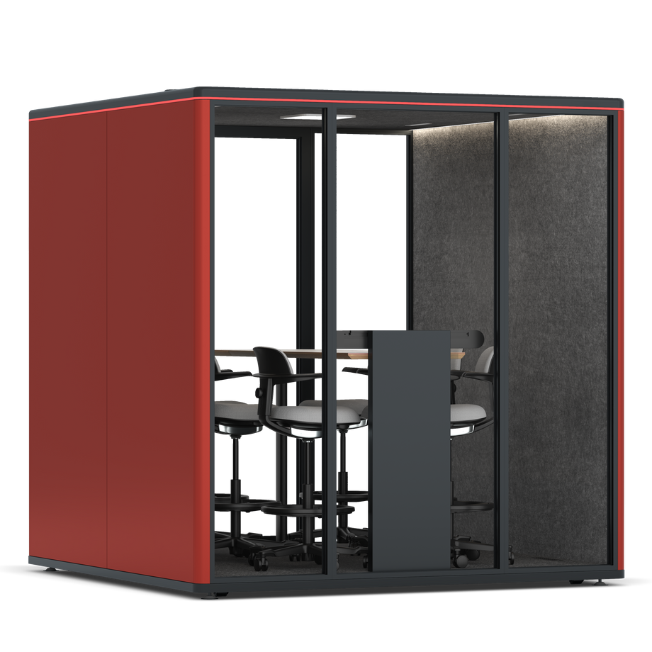 Omni SixCounter Meeting Table / RAL Tomato Red / #615f5d