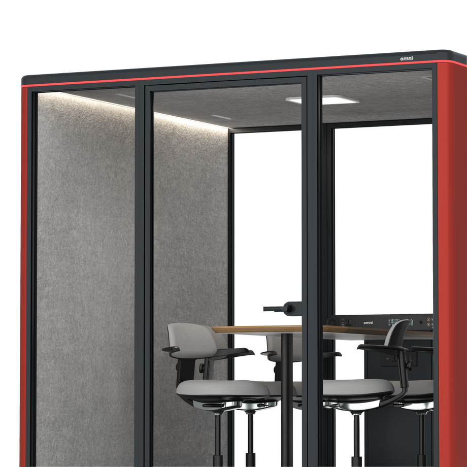 Omni SixCounter Meeting Table / RAL Tomato Red / #a49f98