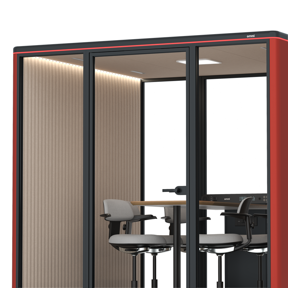Omni SixCounter Meeting Table / RAL Tomato Red / #a18e7e