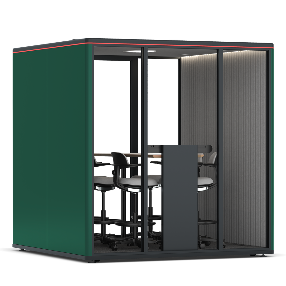 Omni SixCounter Meeting Table / RAL Moss Green / #6d6c69