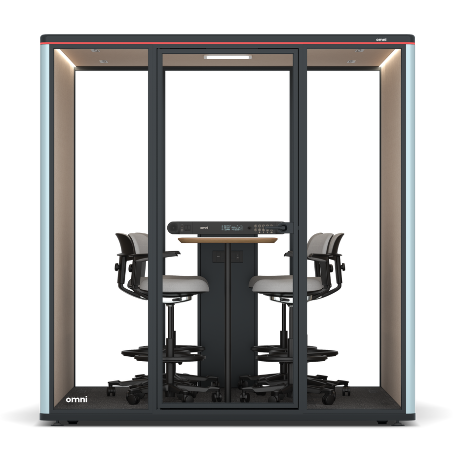 Omni SixCounter Meeting Table / RAL Grey Blue / #a18e7e