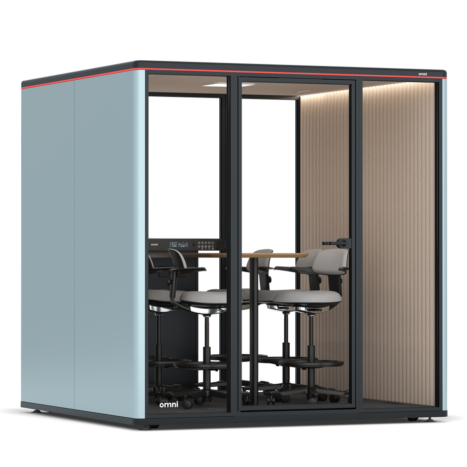 Omni SixCounter Meeting Table / RAL Grey Blue / #a18e7e