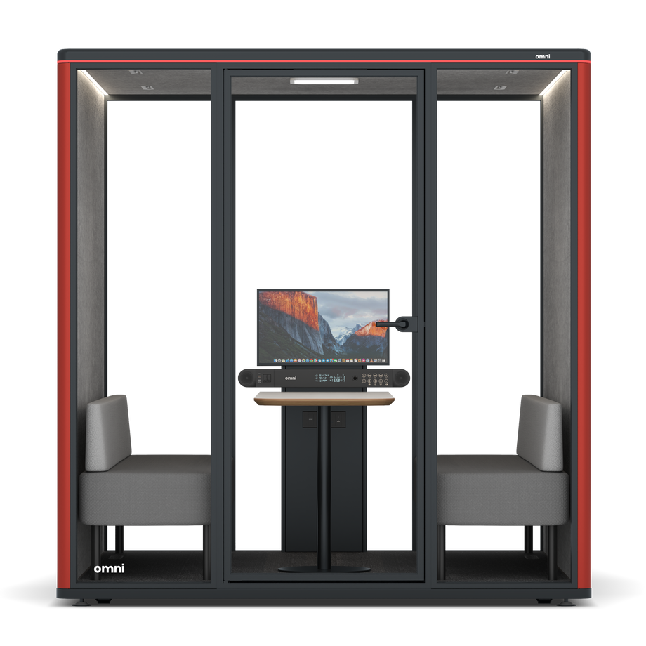 Omni SixSofa (+ Monitor Stand) / RAL Tomato Red / #a49f98