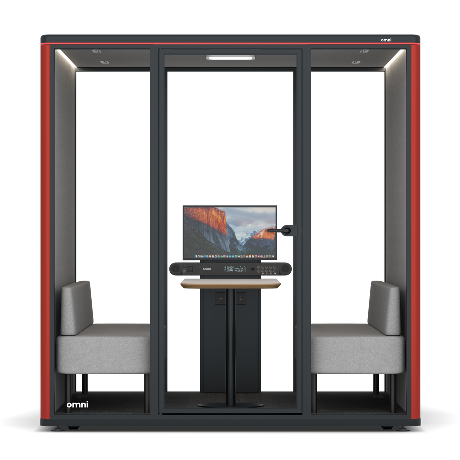 Omni SixSofa (+ Monitor Stand) / RAL Tomato Red / #6d6c69