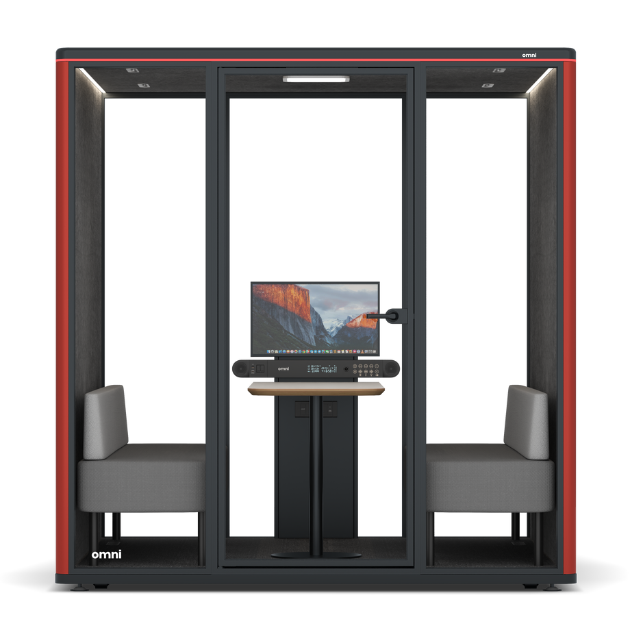 Omni SixSofa (+ Monitor Stand) / RAL Tomato Red / #615f5d