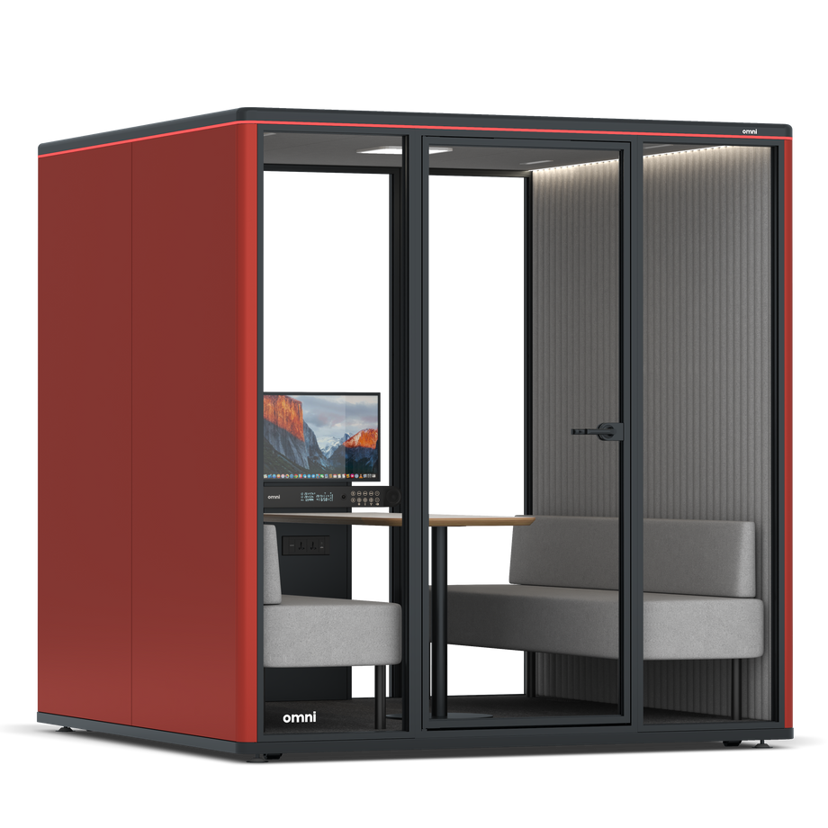 Omni SixSofa (+ Monitor Stand) / RAL Tomato Red / #6d6c69