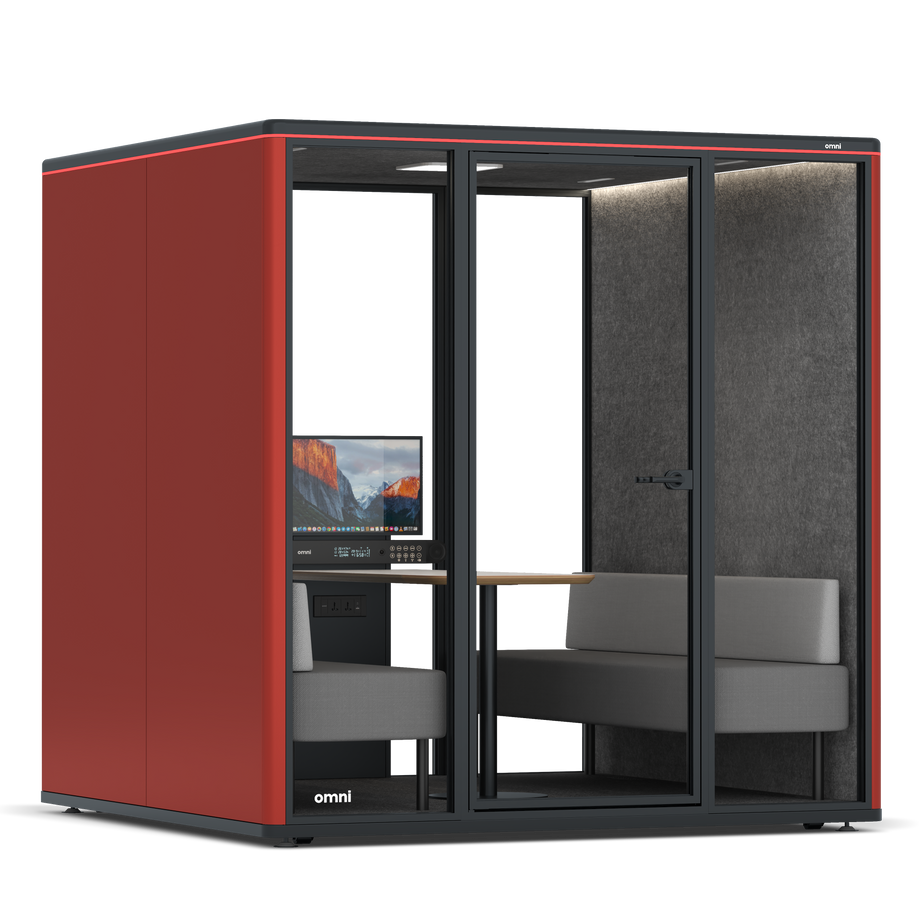 Omni SixSofa (+ Monitor Stand) / RAL Tomato Red / #615f5d