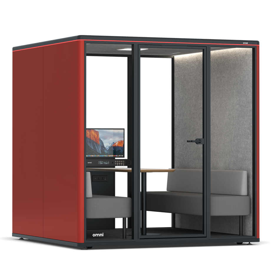 Omni SixSofa (+ Monitor Stand) / RAL Tomato Red / #a49f98