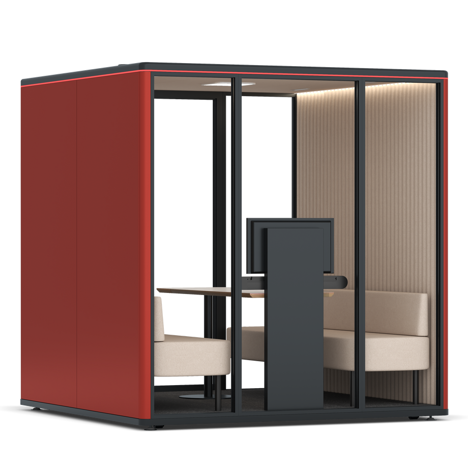Omni SixSofa (+ Monitor Stand) / RAL Tomato Red / #a18e7e