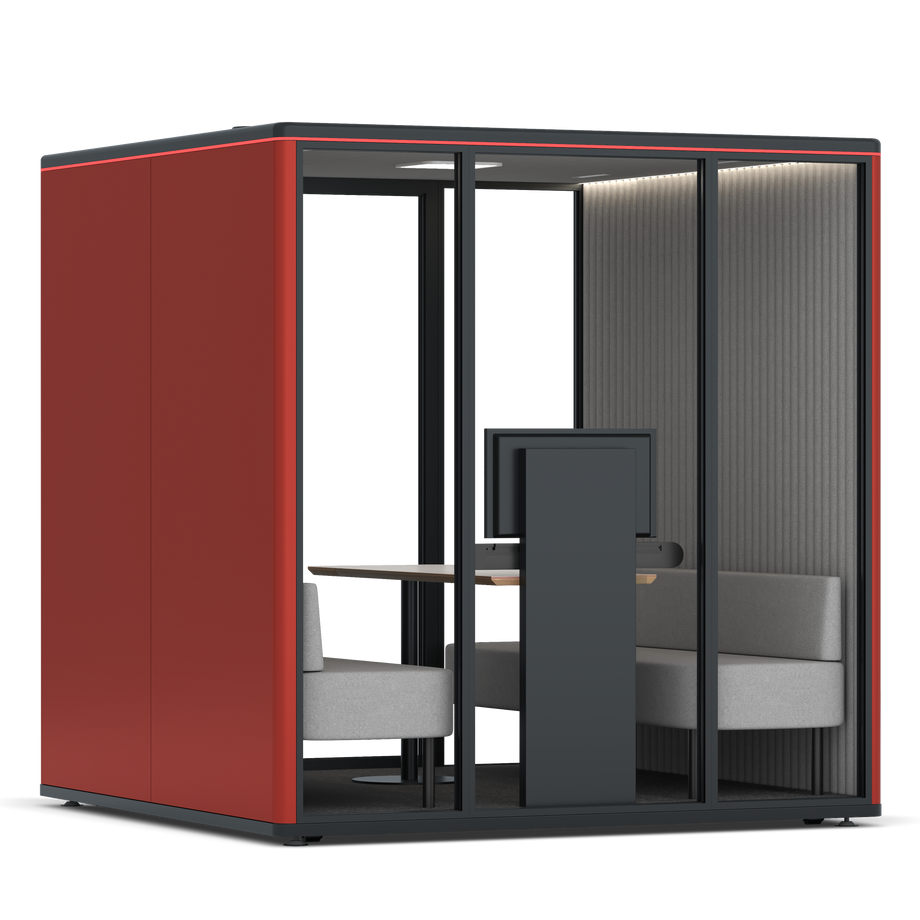 Omni SixSofa (+ Monitor Stand) / RAL Tomato Red / #6d6c69