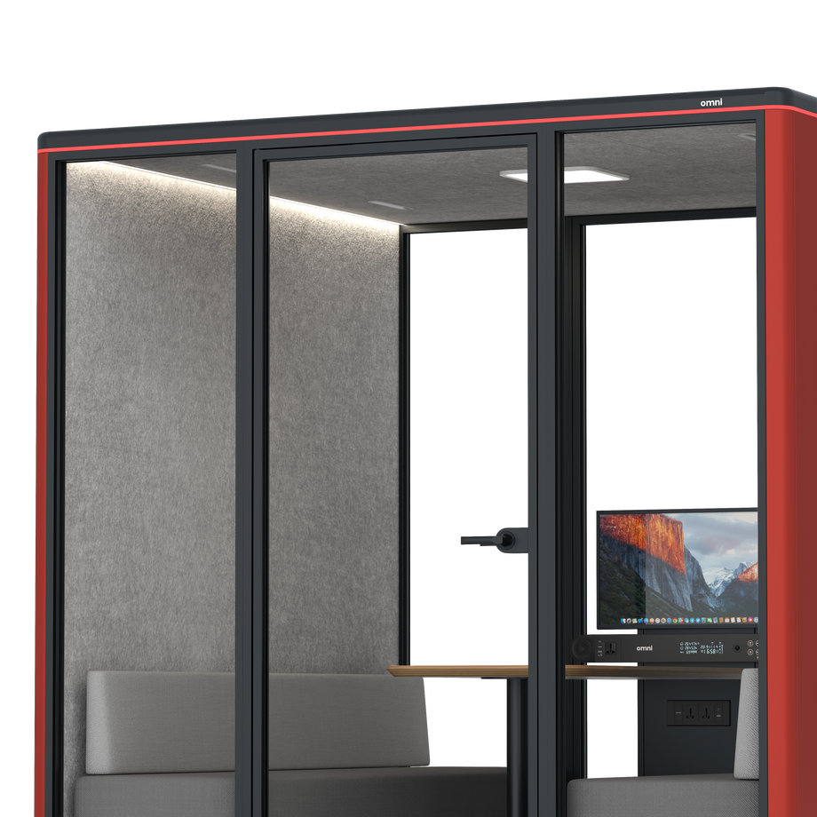 Omni SixSofa (+ Monitor Stand) / RAL Tomato Red / #a49f98