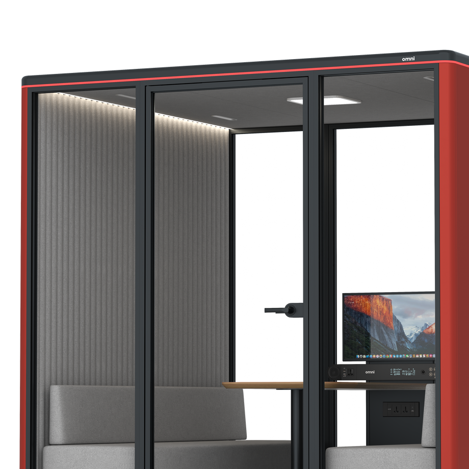 Omni SixSofa (+ Monitor Stand) / RAL Tomato Red / #6d6c69
