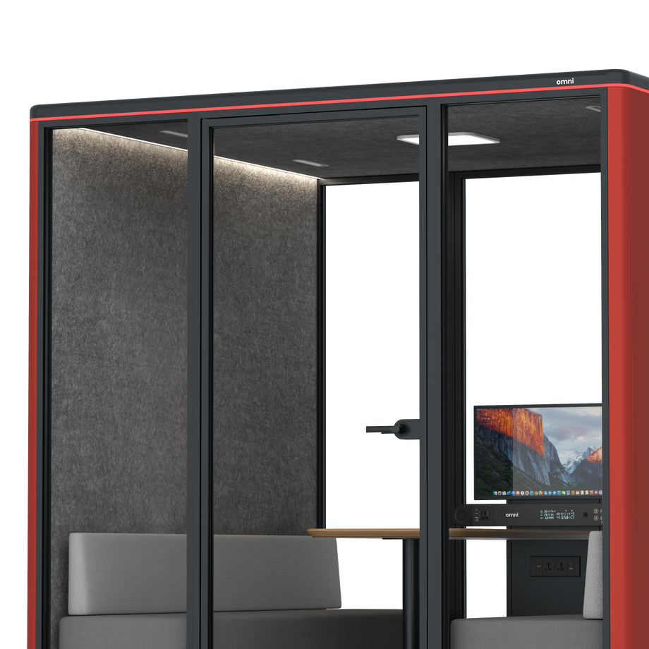 Omni SixSofa (+ Monitor Stand) / RAL Tomato Red / #615f5d