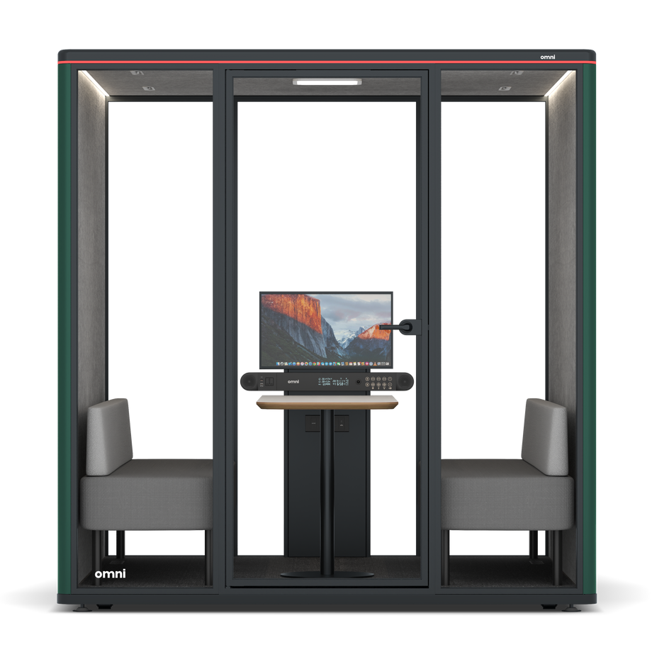 Omni SixSofa (+ Monitor Stand) / RAL Moss Green / #a49f98