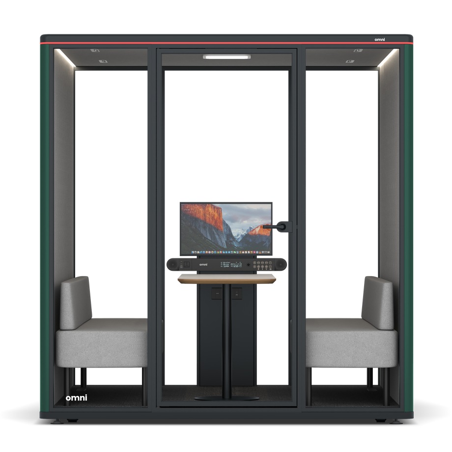 Omni SixSofa (+ Monitor Stand) / RAL Moss Green / #6d6c69