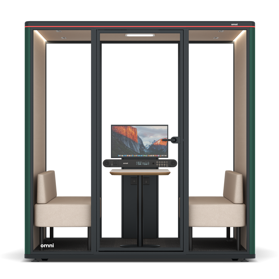 Omni SixSofa (+ Monitor Stand) / RAL Moss Green / #a18e7e