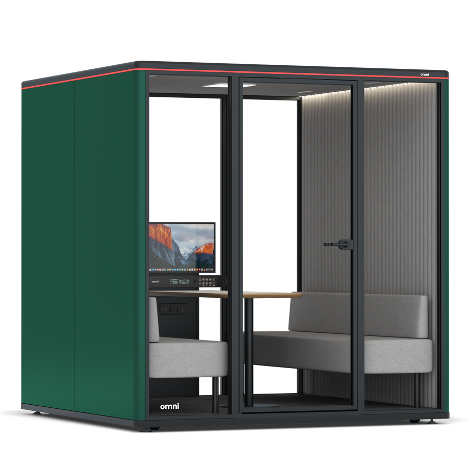 Omni SixSofa (+ Monitor Stand) / RAL Moss Green / #6d6c69