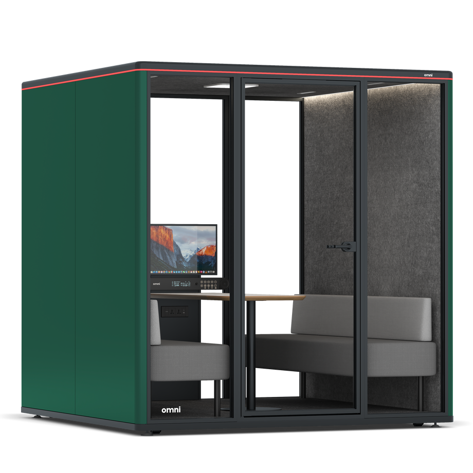 Omni SixSofa (+ Monitor Stand) / RAL Moss Green / #615f5d